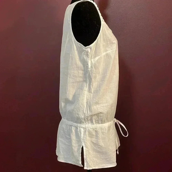 Pretty Fashion Bug Women’s Large White Embellished Sleeveless Semi Sheer Top - Picture 5 of 8